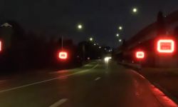 Flashing lights on a road